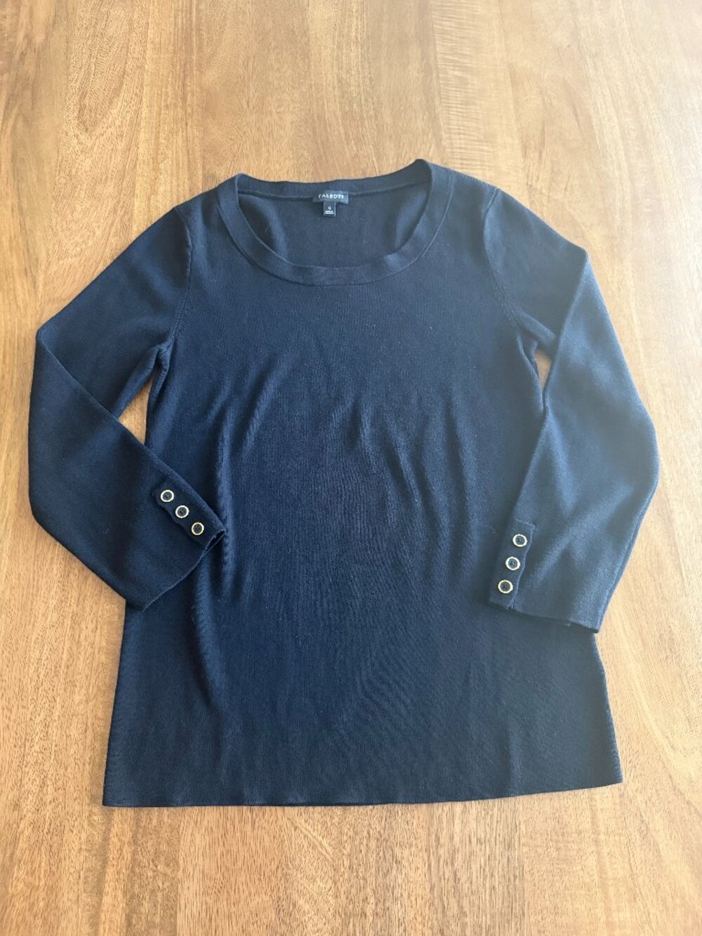 Talbots Scoop Neck Sweater in Black | Size: S | 3/4 Sleeve